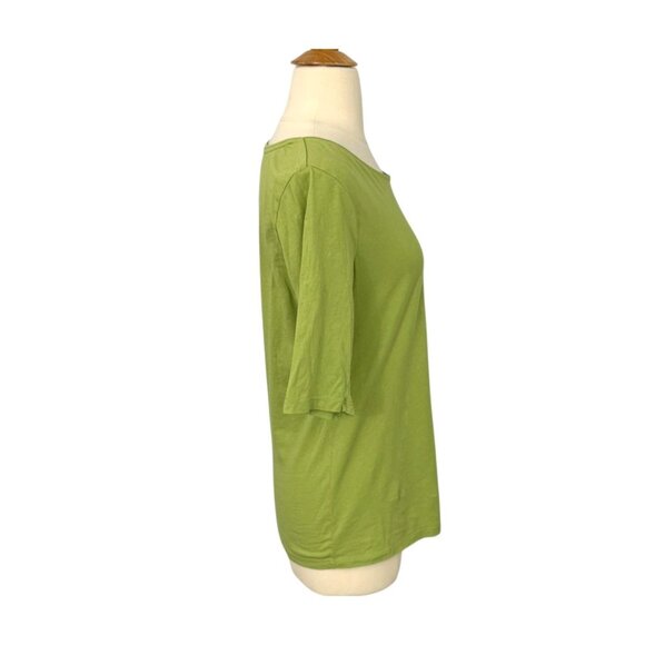 Peruvian Connection Women’s Carmel Top 100% Pima Cotton T-Shirt Green EUC Size S - Picture 2 of 6